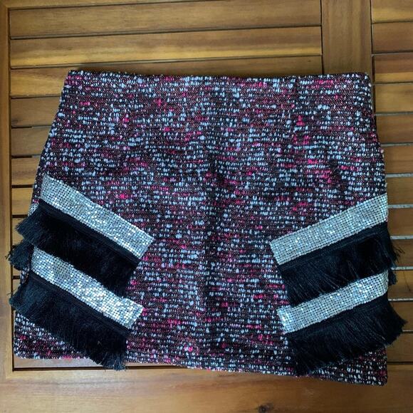 Endless Rose Dresses & Skirts - ENDLESS ROSE - Pink Tweed Fringe Sequin Boucle Mini Skirt